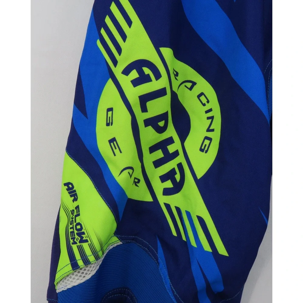 Alpha Cycle Gear Blue Neon Yellow Motocross Off Road Race Pants Men 36 gear pads